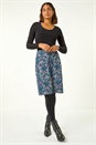 Blue Baroque Floral Stretch Pencil Skirt, Image 3 of 5