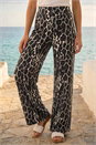 Black Animal Print Stretch Trouser, Image 1 of 4