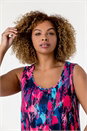 Fuschia Curve Abstract Print Stretch Cocoon Dress, Image 4 of 4