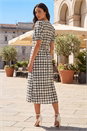 Black Check Button Midi Dress, Image 3 of 4