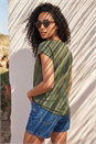 Khaki Embroidered Leaf T-Shirt, Image 3 of 4