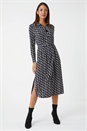 Teal Geometric Print Midi Stretch Dress, Image 1 of 5