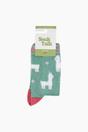 Mint Llama Floral Fluffy Bamboo Socks in Green, Image 4 of 4