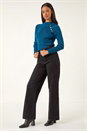 Teal Dusk High Neck Button Shoulder Jumper, Image 3 of 5