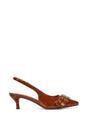 Brown XY LONDON Brown 'Lexi' Pointed Toe Kitten Heels With Buckle, Image 1 of 6