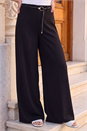 Black Wide Leg Belt Tie Trouser, Image 1 of 4
