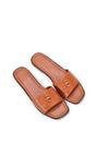 Tan 'Leigh' Open Toe Foldover Buckle Slip On Flat Slider Mules, Image 5 of 5