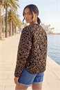 Brown Animal Print Flock Quilted Jacket, Image 3 of 4