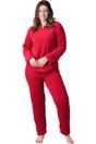 Burgundy Supersoft Textured Woven Pattern Fleece Pyjamas, Image 1 of 5