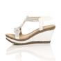 White AJVANI White High Wedge Heel Diamante T-Bar Slingback Sandals, Image 3 of 6