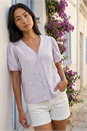 Lilac Petite Embroidered V-Neck Top, Image 2 of 4