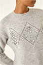 Grey Diamond Sparkly Knit Jumper, Image 5 of 5
