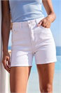 White Stretch Denim Mom Shorts, Image 1 of 4