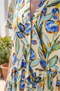 Blue Floral V-Neck Midi Dress, Image 4 of 4