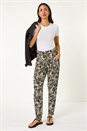 Black Abstract Print Harem Straight Trousers, Image 2 of 5