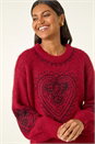 Wine Heart Embroidered Knit Jumper, Image 4 of 5