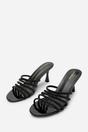 Black 'Ulani' Diamante Strappy Low Heeled Mules, Image 4 of 6