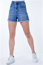 Blue Dusk Frayed Hem Denim Shorts, Image 5 of 5