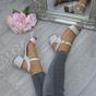 Silver AJVANI Silver Mid Block Heel Strappy Sandals, Image 5 of 6