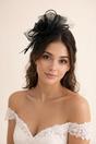 Black Double Flower Feather Fascinator, Image 1 of 2