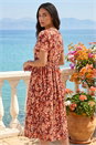 Chocolate Leaf Print Smock Midi Dress, Image 3 of 4
