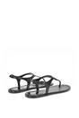 Black XY LONDON Black 'Kaylee' Jelly T-Bar Strappy Flat Jelly Sandals With Toe Post, Image 3 of 5
