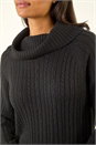 Black Roll Neck Knitted Jumper Dress, Image 5 of 5