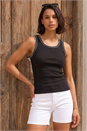 Black Dusk Contrast Stitch Vest Top, Image 1 of 4