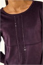 Plum Sparkly Detail Knit Top, Image 5 of 5