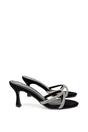 Black XY LONDON Black 'Abby'  Strappy Diamante Stiletto Heel Sandal Mules, Image 2 of 5