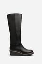 Black 'Livia' Knee High Wedge Boot Stitch Detail, Image 2 of 6