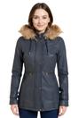 Blue Leather Hooded Parka Jacket-Charleville, Image 1 of 6