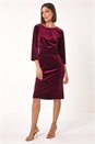 Wine Velvet Bodycon Midi Dress, Image 2 of 5