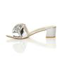 Silver Mid Block Heel Diamante Bow Mules Sandals, Image 3 of 8