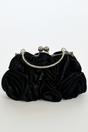 Black 3D Rose Clutch Bag in Black, Image 1 of 3