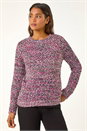 MAGENTA Crew Neck Tape Yarn Knit Jumper, Image 4 of 5