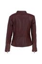Burgundy 'Chiara' Mandarin Collar Real Leather Biker Jacket, Image 4 of 5
