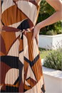 Chocolate Printed Pleated Chiffon Dress, Image 4 of 4