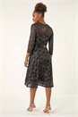 Black Metallic Lace Stretch Dress, Image 3 of 5