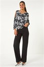 Silver Sparkle Foil Blouson Stretch Top, Image 2 of 5
