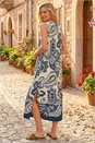 Navy  Paisley Print Midi Dress, Image 3 of 4
