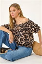 Natural  Animal Print Key Hole Bardot, Image 4 of 5