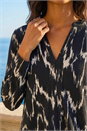 Black Printed Notch Neck Shirt, Image 4 of 4
