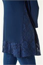 Navy  Lace Floral Print Hem Tunic Top, Image 5 of 5