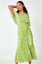 Lime Dusk Spot Print Chiffon Overlay Maxi Dress, Image 2 of 5
