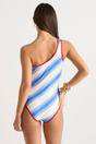 Blue Gini London Multi One-Shoulder Striped Swimsuit, Image 2 of 4