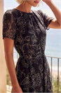 Black Floral Print Pleated Midi Dress, Image 4 of 4