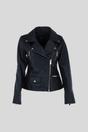 Black Genuine Leather Regular Fit Moto Biker Jacket with Zip Pockets, Image 2 of 5