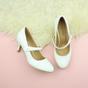 White AJVANI White Mid Heel Mary Jane Court Shoes, Image 4 of 6