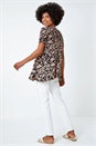 Light Pink Leaf Print Hanky Hem Tunic Top, Image 3 of 5
